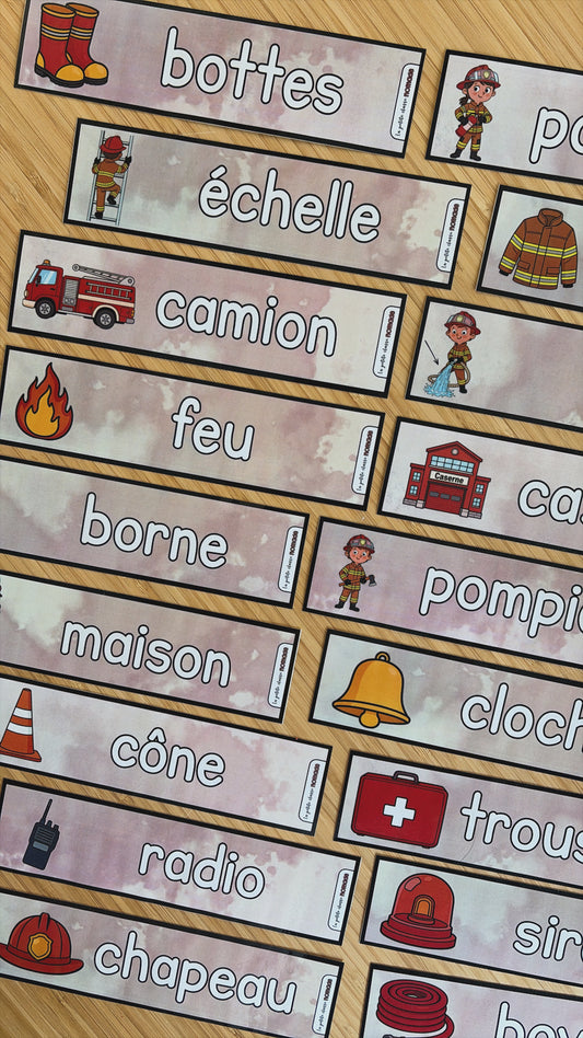 Mots imagés à tracer - Pompiers