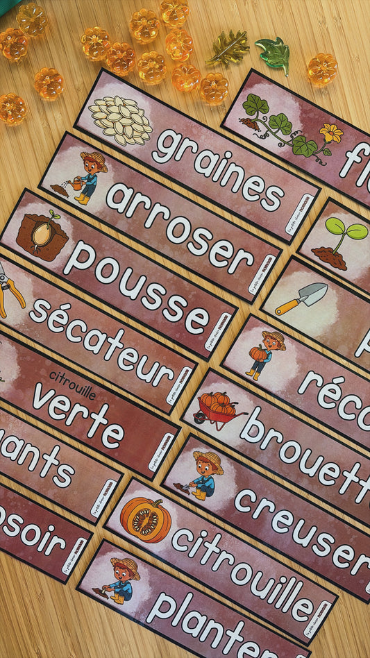 Mots imagés à tracer - Les citrouilles