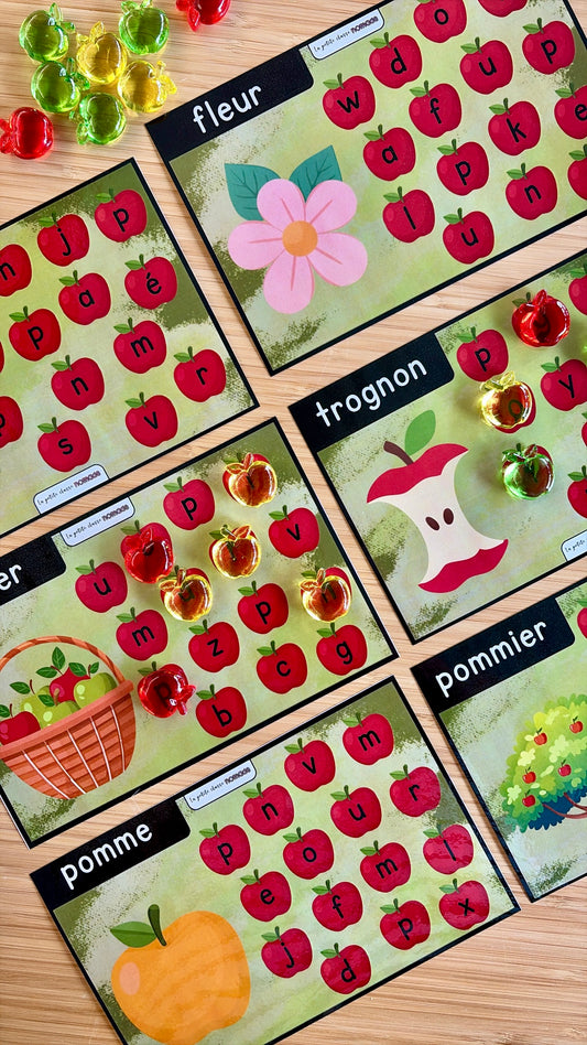 Retrouve les lettres - Les pommes