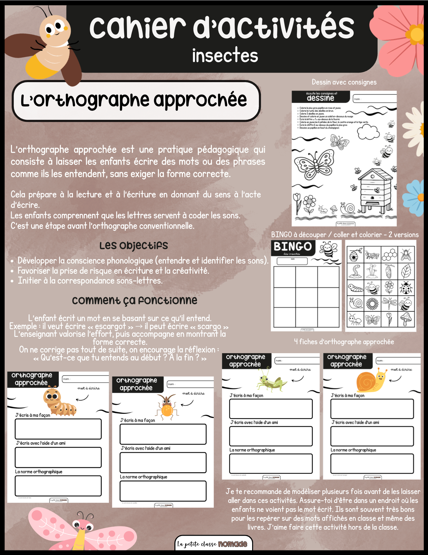 Cahier d'activités insectes et printemps