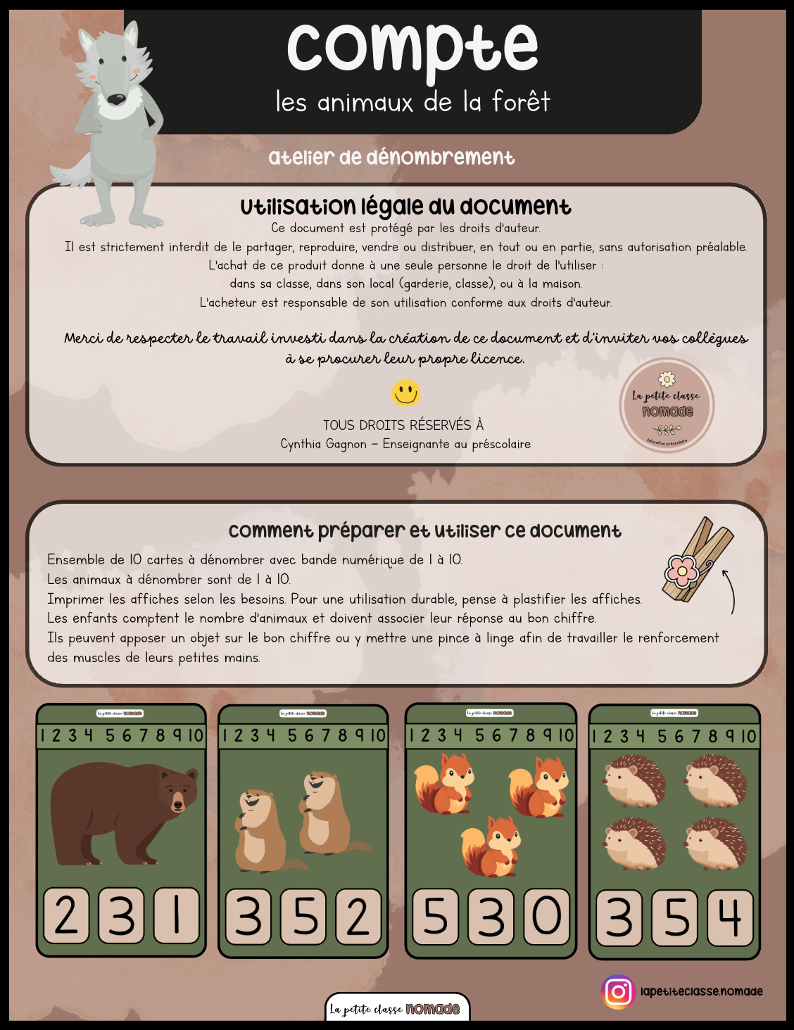 Atelier - Compte les animaux de la forêt