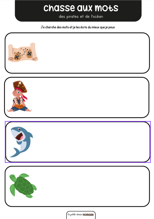 Chasse aux mots - Pirates et océan