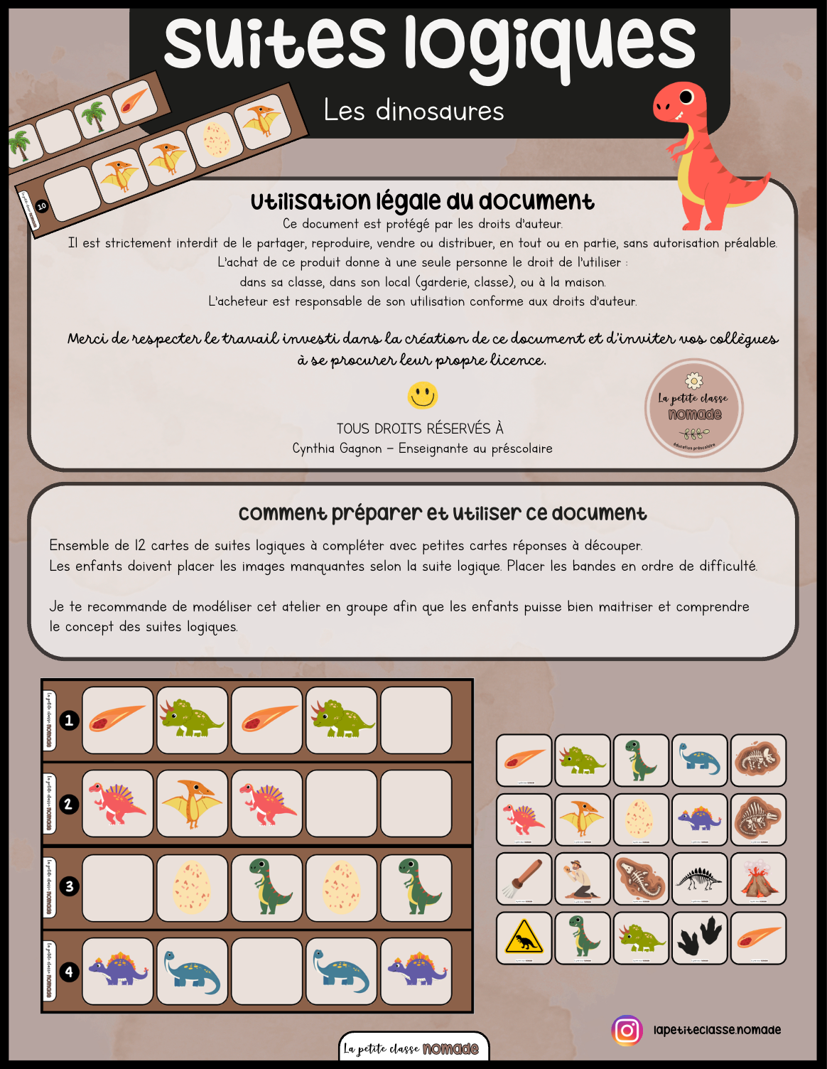 Atelier - Suites logiques les dinosaures