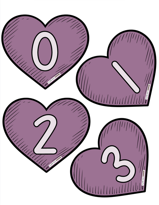 Coeurs numérotés St-Valentin