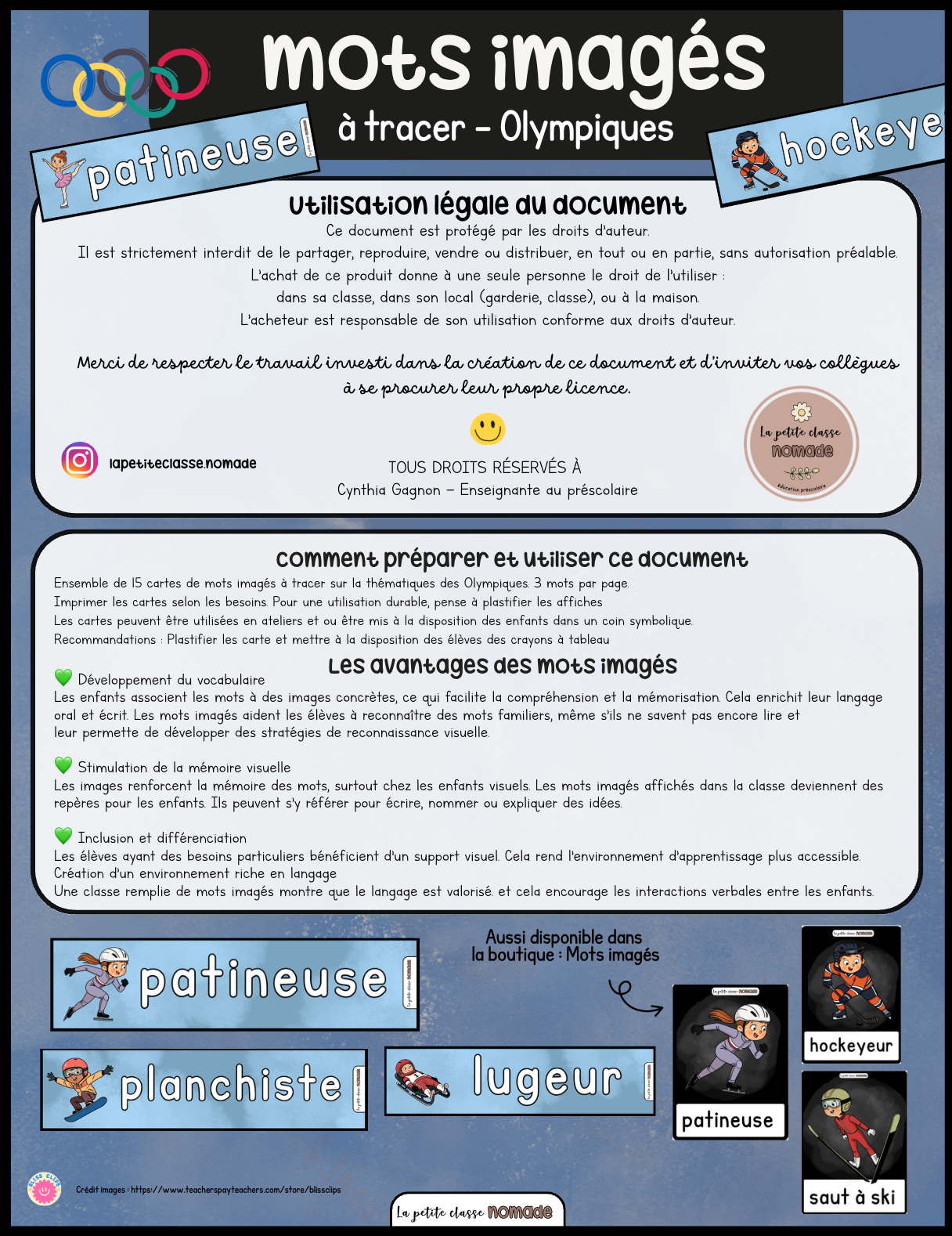 Mots imagés à tracer - Olympiques