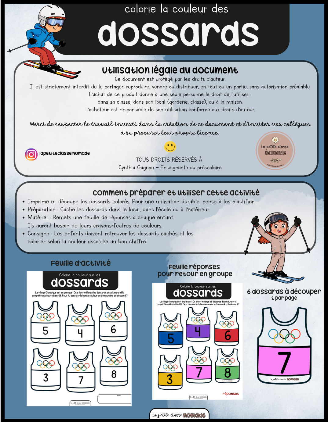 Colorie la couleur des dossards - Olympiques