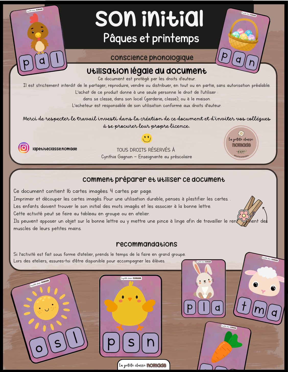 Cartes son initial - Pâques et printemps