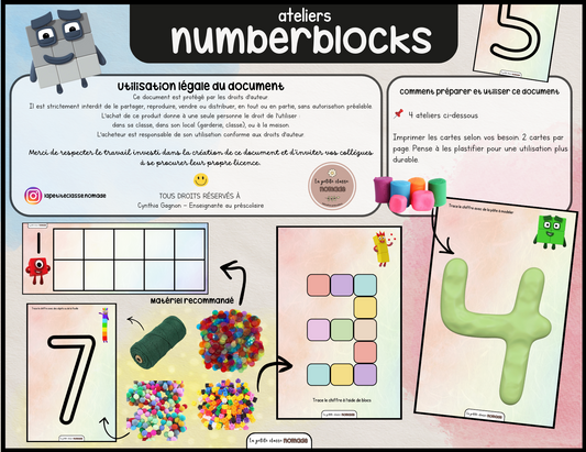 Ensemble de 8 activités-ateliers des Numberblocks