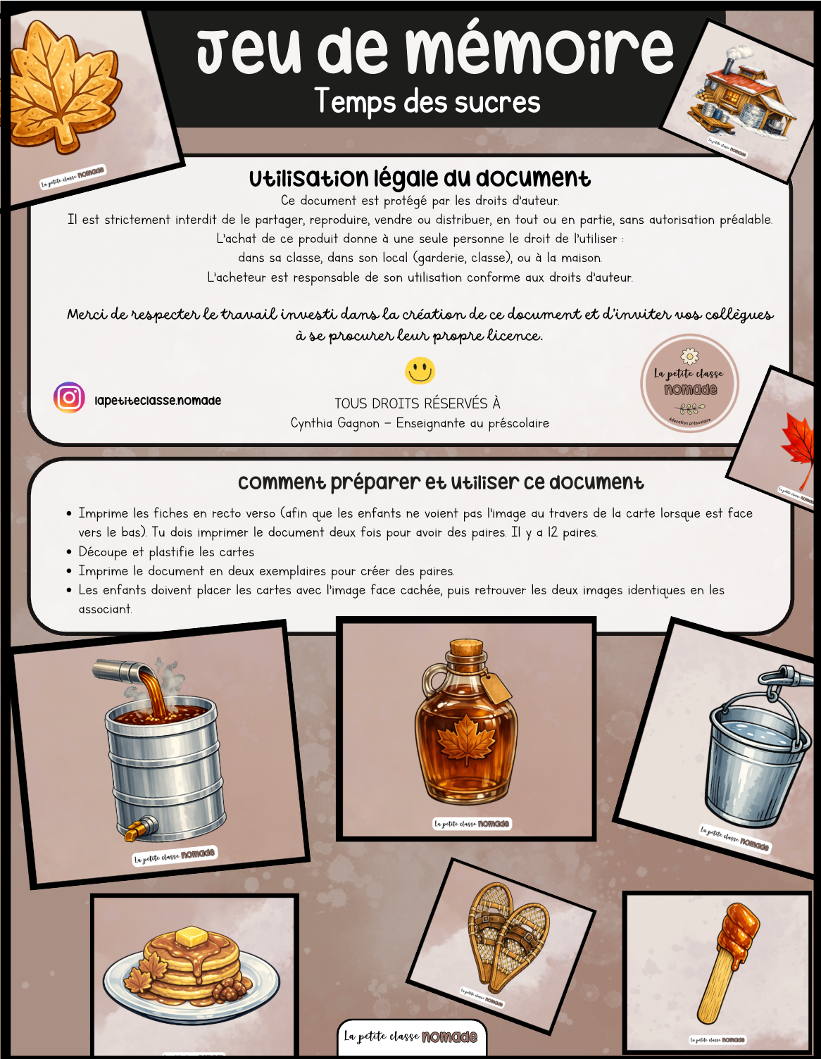 Jeu de mémoire - Temps des sucres