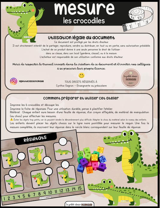 Ensemble 10 activités/ateliers - Crocodiles