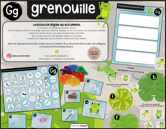 Lettre Gg - Grenouille