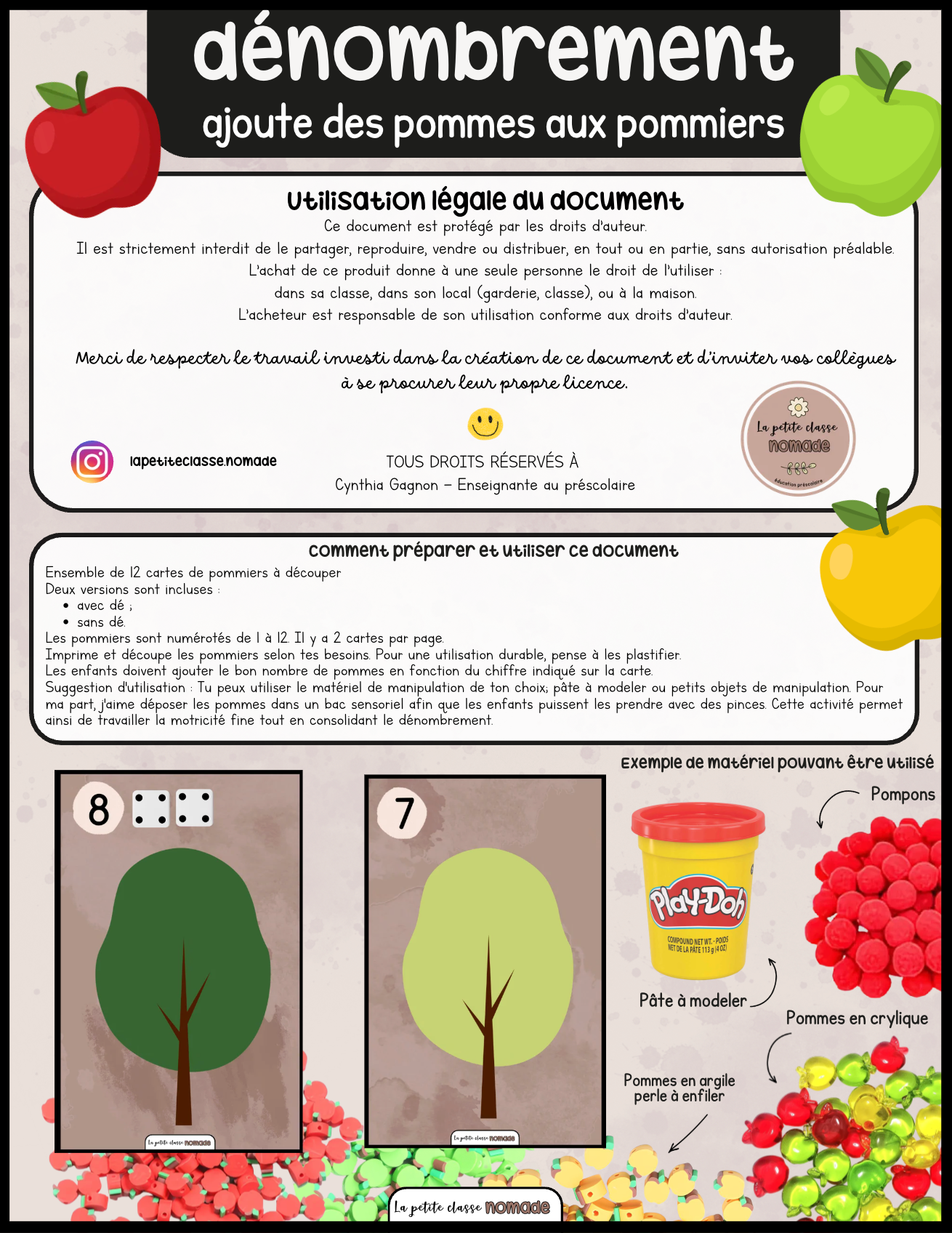 Atelier de dénombrement - Ajoute les pommes aux pommiers