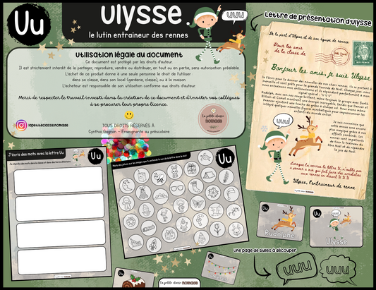 Lettre Uu - Ulysse le lutin entraineur des rennes