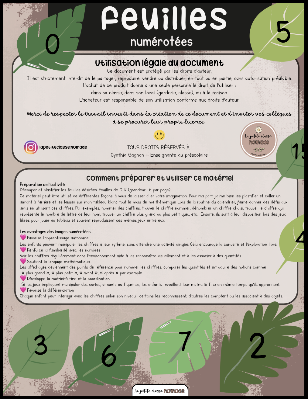 Feuilles numérotées