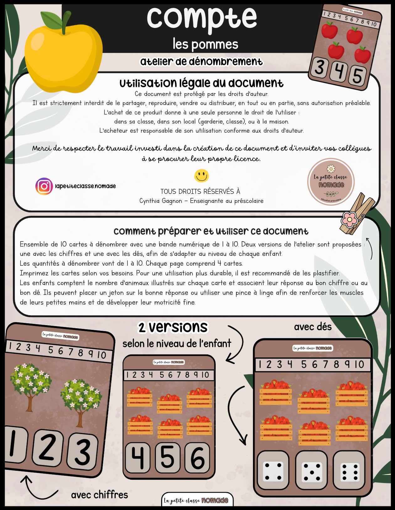 Cartes - Compte les pommes