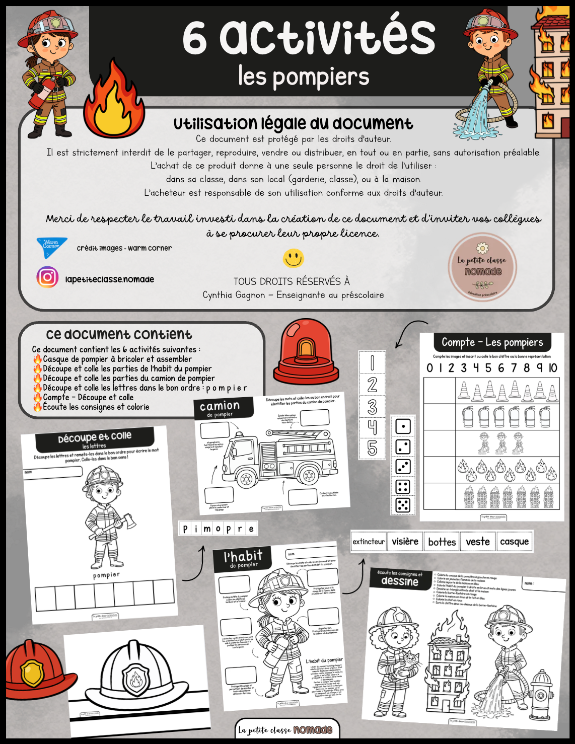 6 activités - Les pompiers