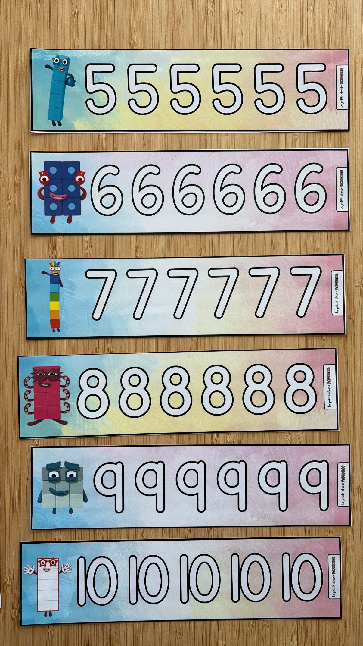 Bandes - Trace les chiffres Numberblocks 0-10