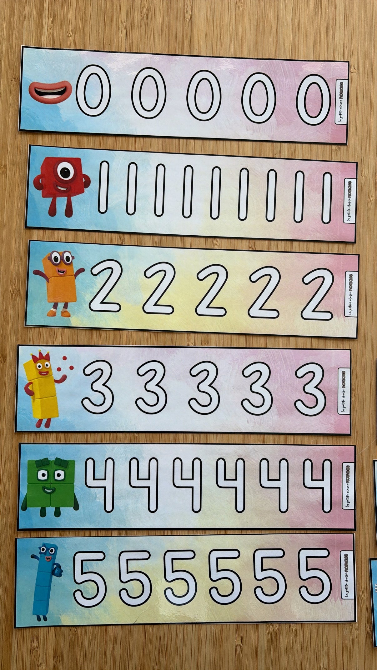 Bandes - Trace les chiffres Numberblocks 0-10