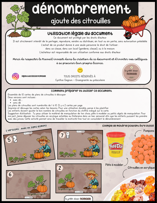 Dénombrement - Ajoute les citrouilles