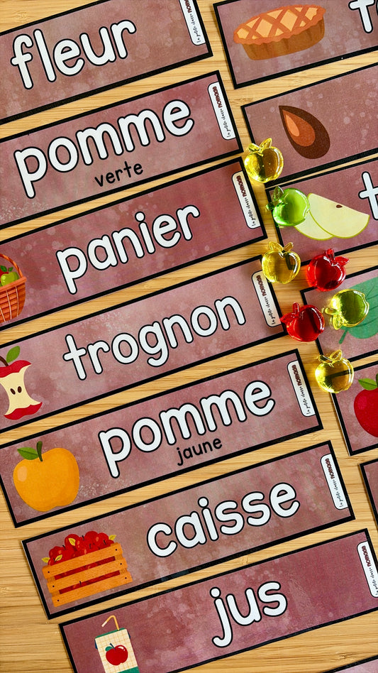 Mots imagés à tracer - Les pommes