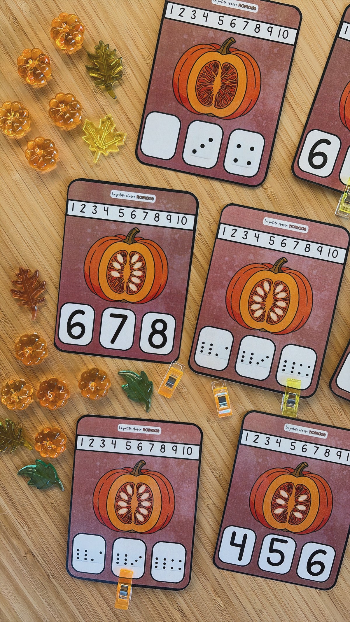 Cartes - Comptes les graines de citrouilles