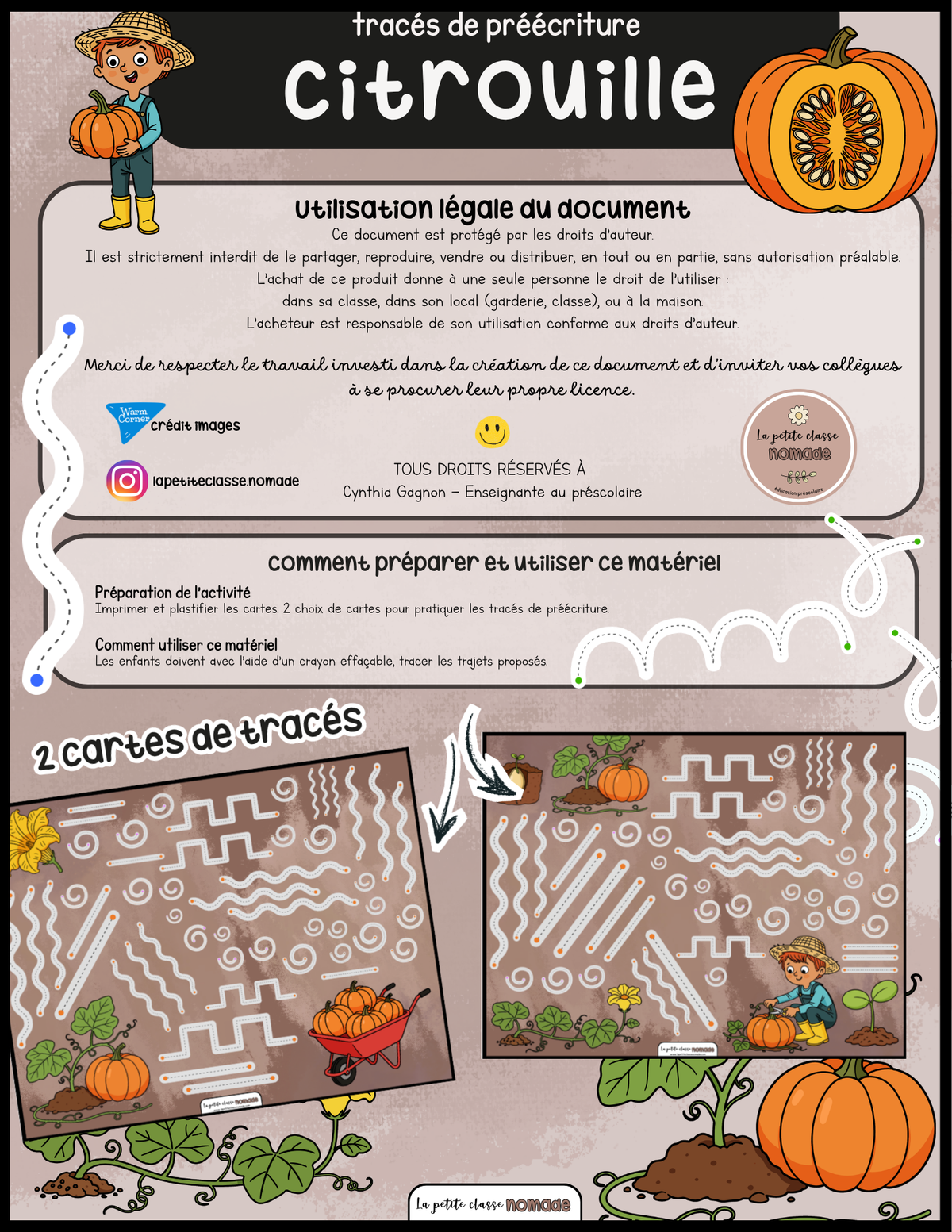 Tracés de préécriture - Les citrouilles