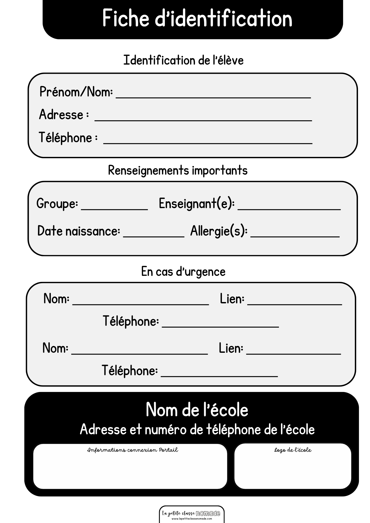 Agenda élève - Préscolaire format PDF