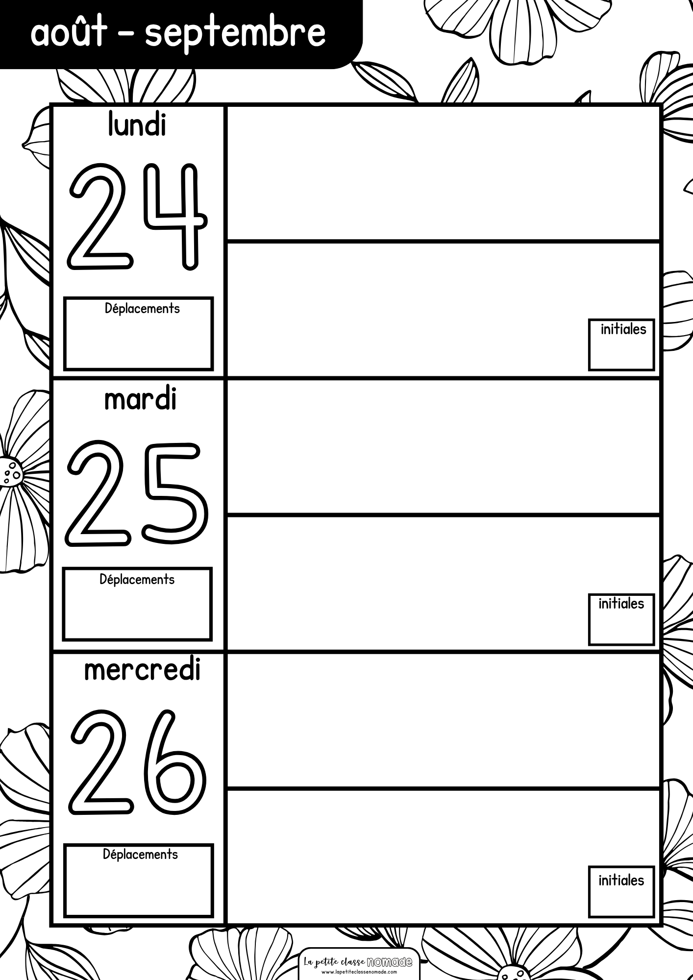 Agenda élève - Préscolaire format PDF