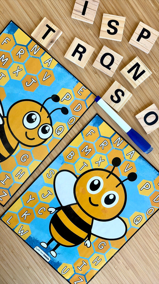 Pige les lettres et trace - Abeilles