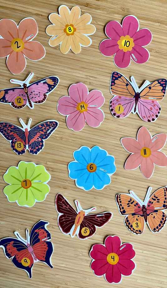 Fleurs et papillons numérotés - Insectes