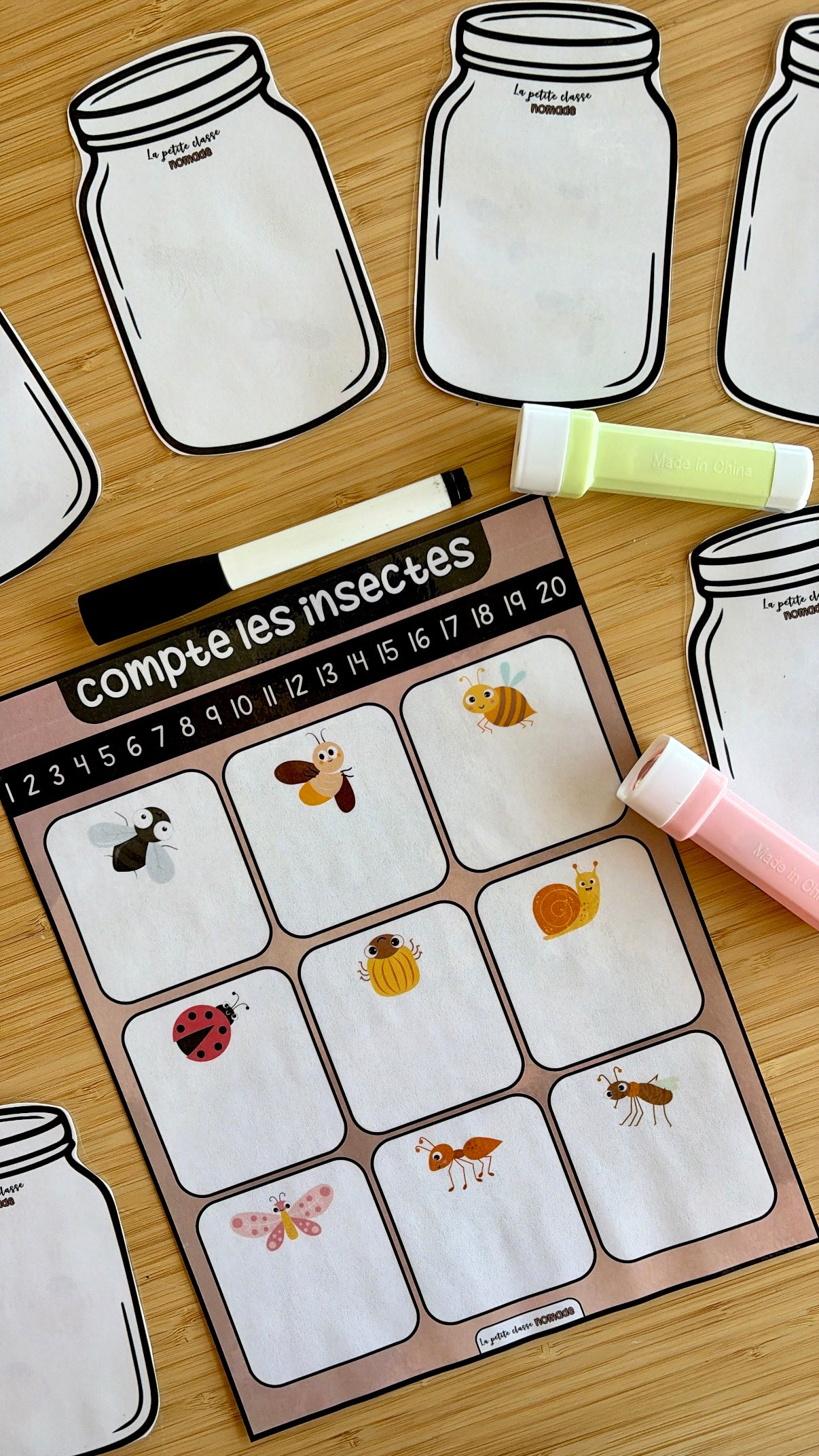 Compte les insectes dans les pots - Insectes