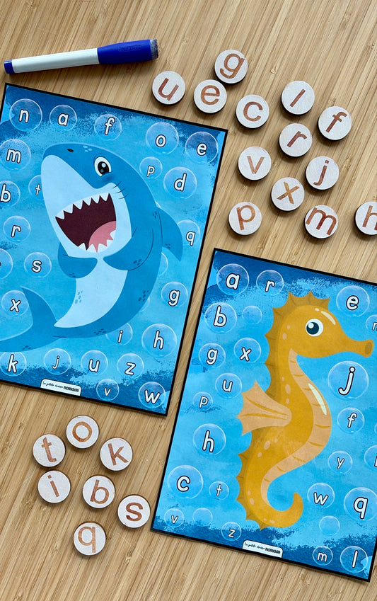 Pige les lettres et trace - Animaux marins / pirates