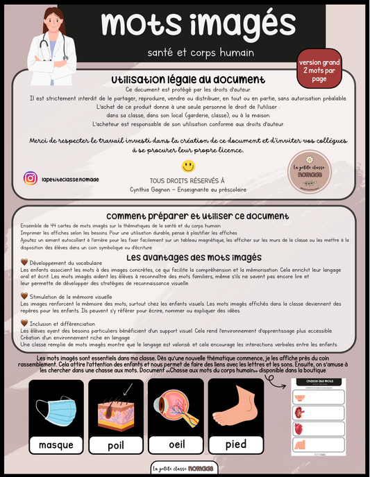 Mots imagés - GRANDS - Santé et corps humain