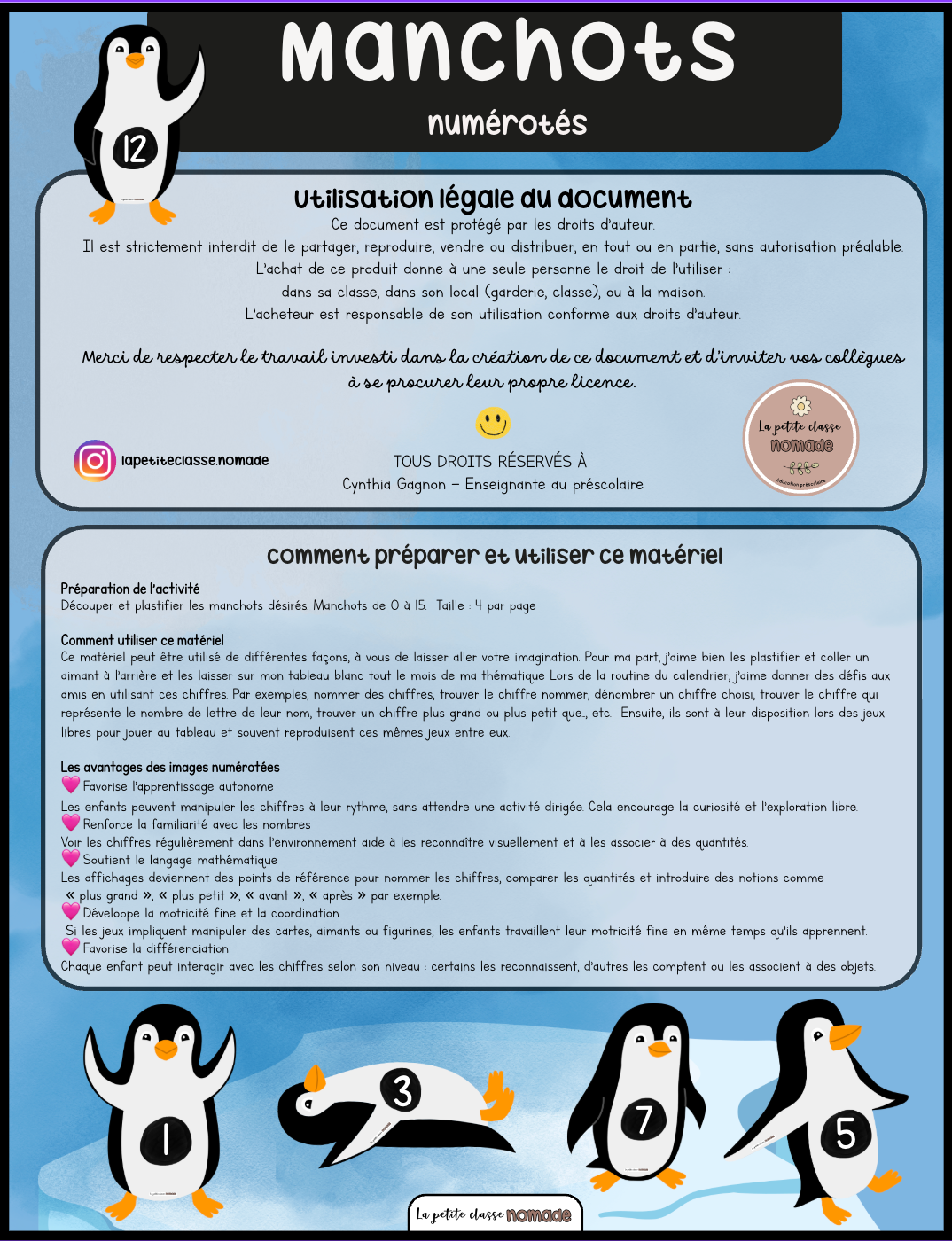 Manchots numérotés