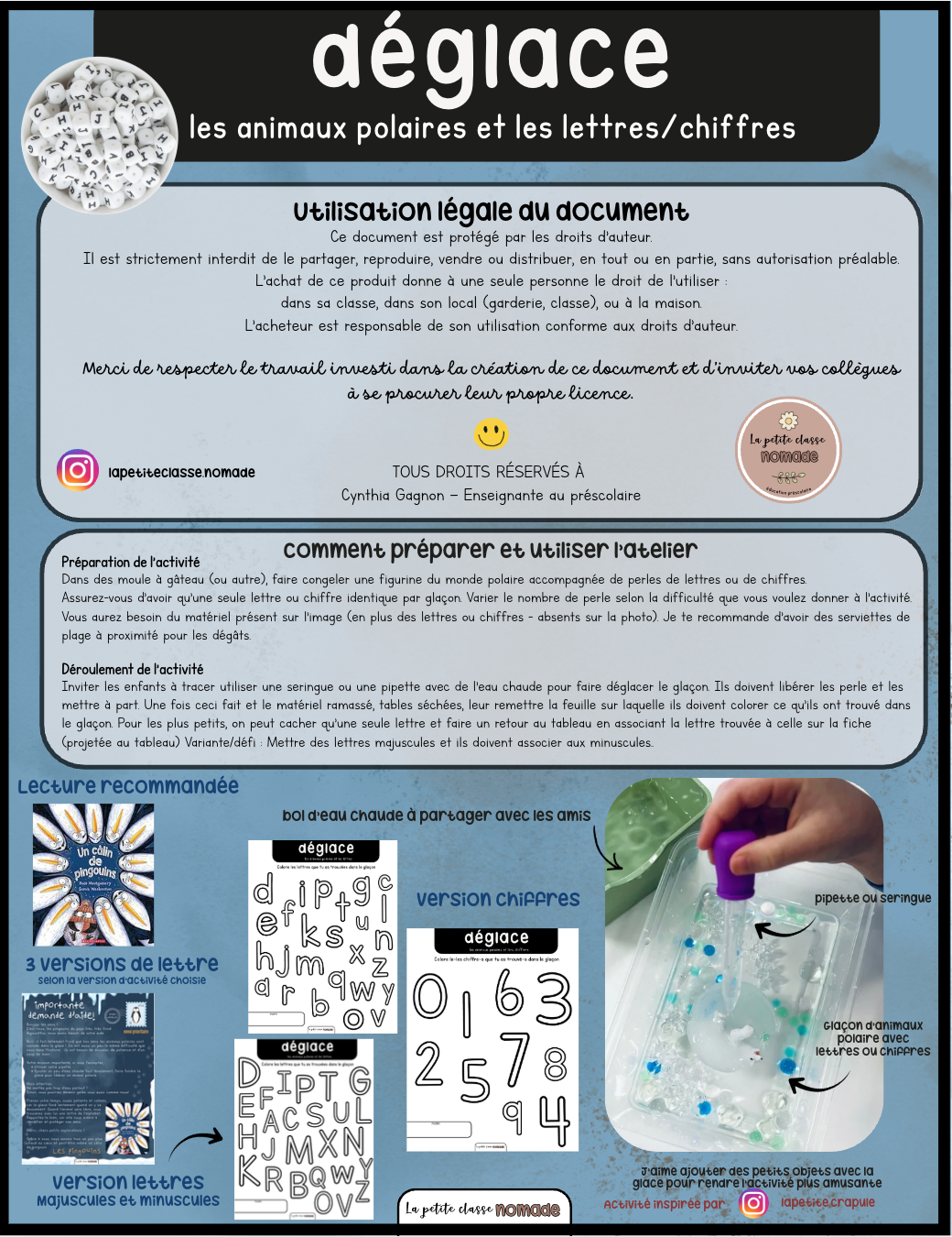 Déglace les animaux polaires et les lettres/chiffres