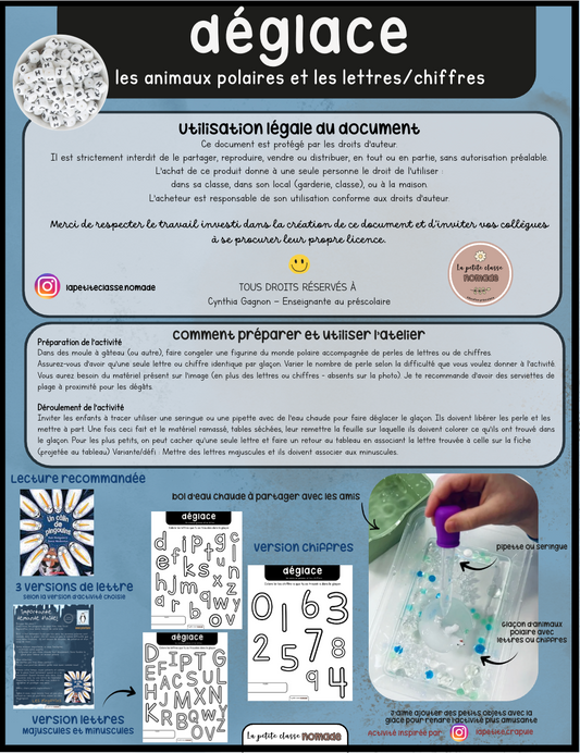 Déglace les animaux polaires et les lettres/chiffres