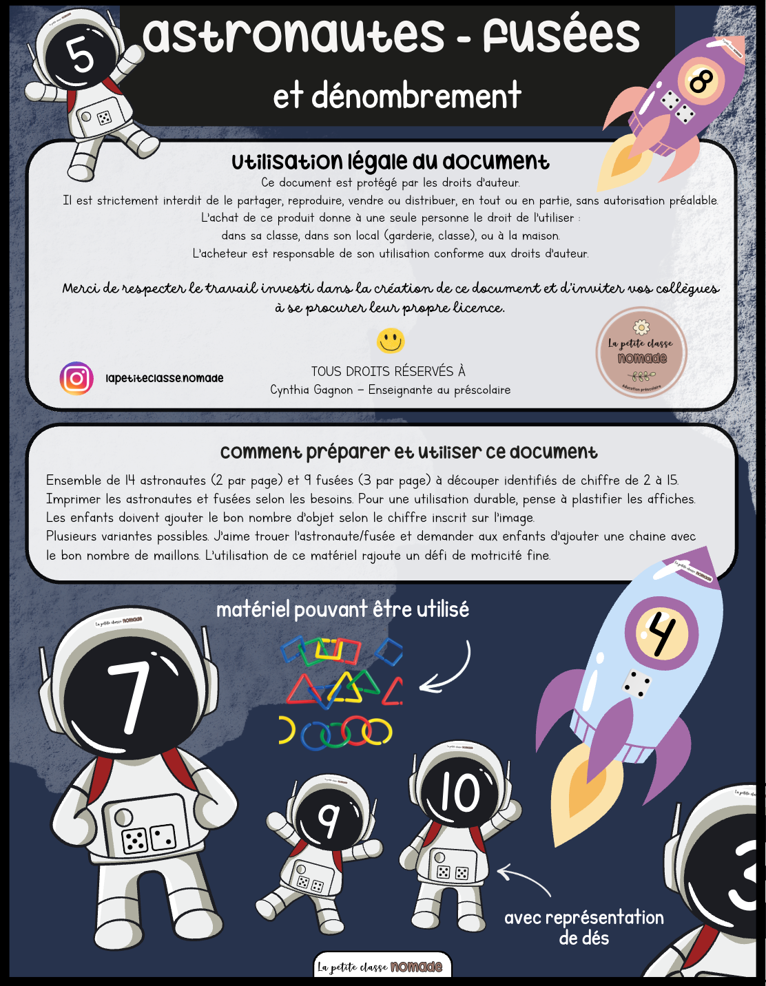 Atelier de dénombrement - Astronautes - fusées