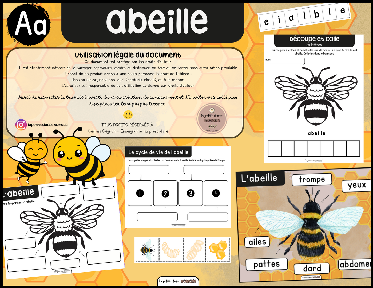 Ensemble - Ateliers de lettres thématique Insectes - Pp, Cc, Ll, Ff, Aa
