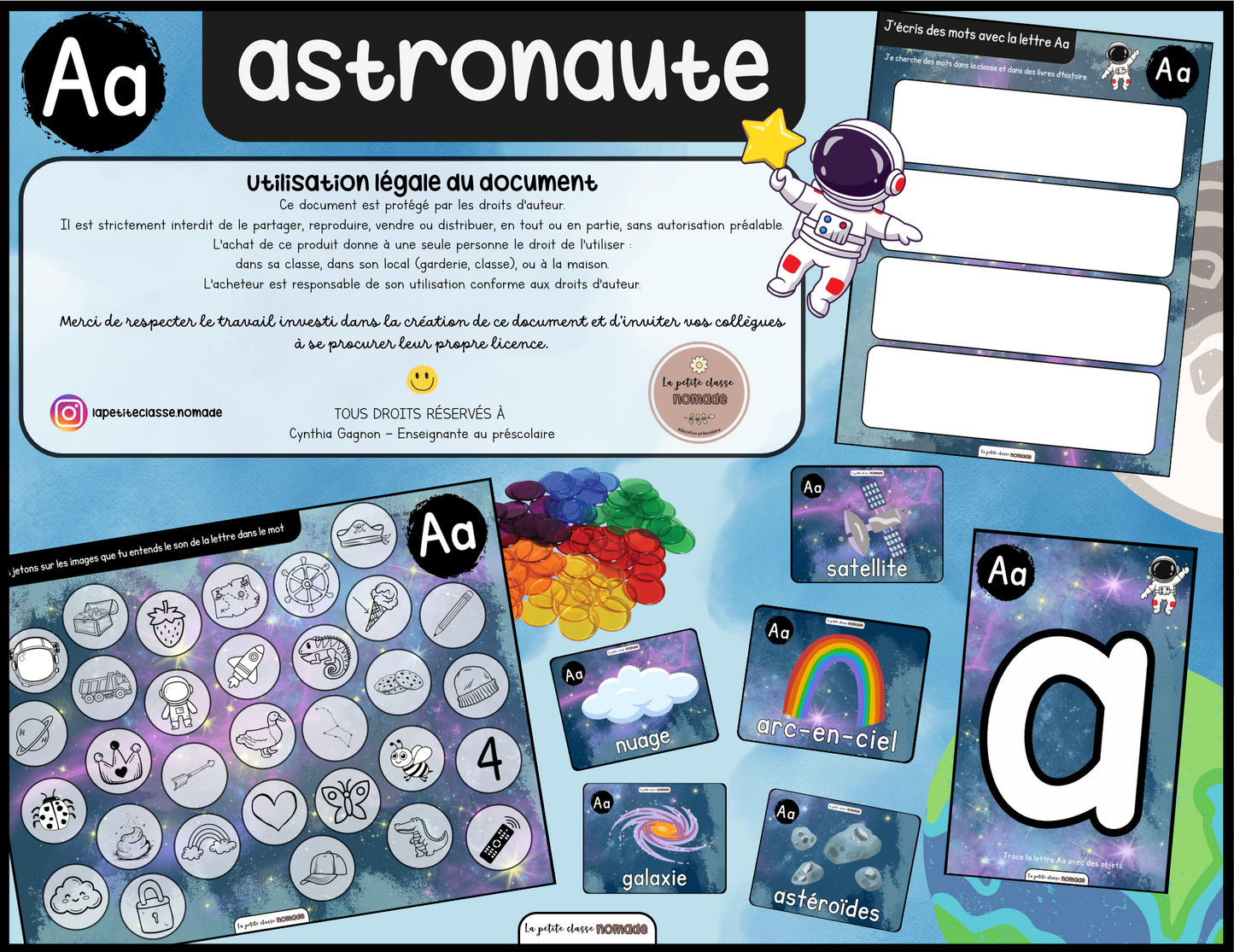 Ensemble - Ateliers de lettres thématique Espace - Aa, Ff, Tt, Ss, Gg