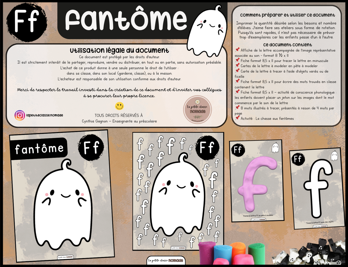 Ensemble - Ateliers de lettres thématique Automne-Halloween - Pp, Aa, Ff, Vv, Ii