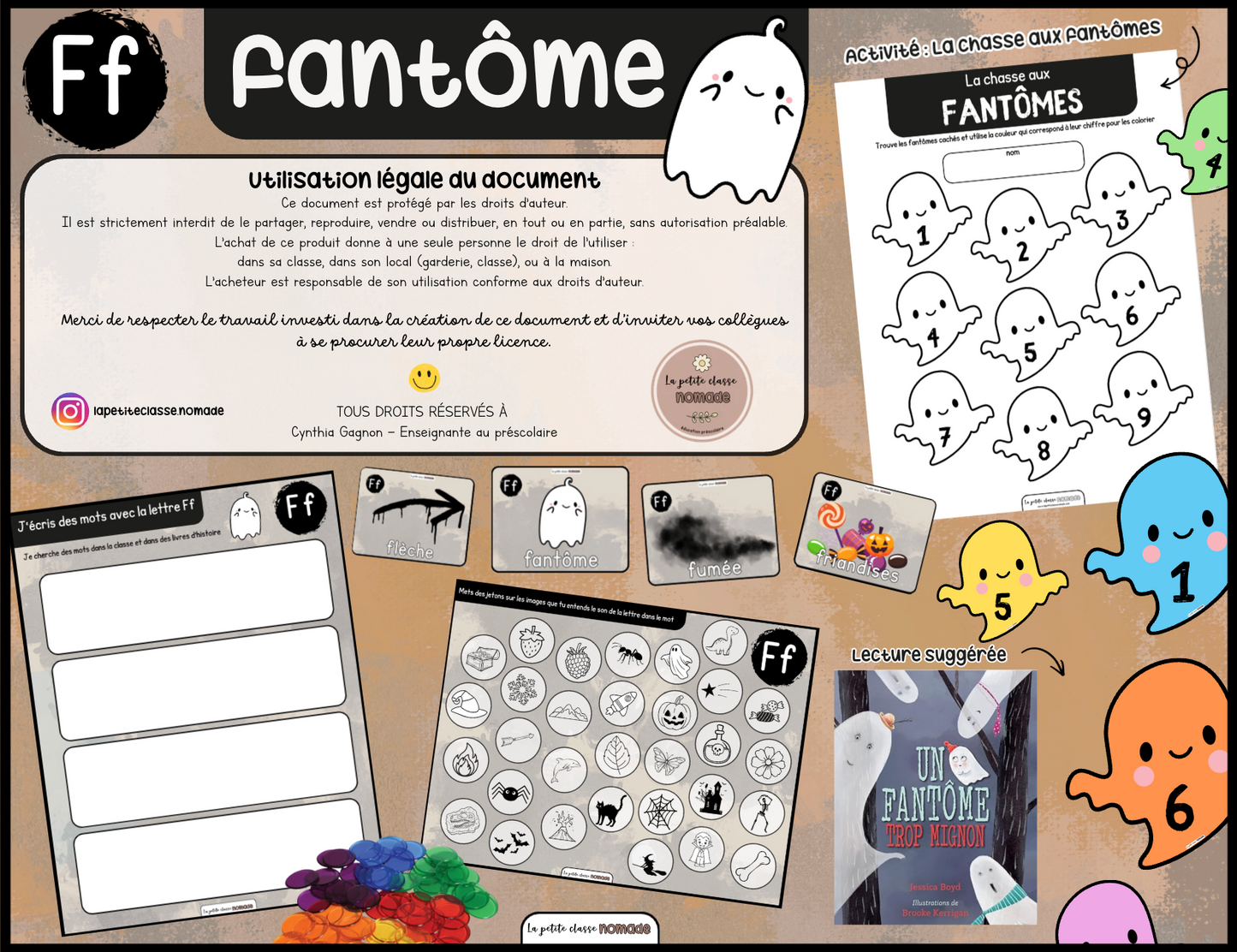 Ensemble - Ateliers de lettres thématique Automne-Halloween - Pp, Aa, Ff, Vv, Ii