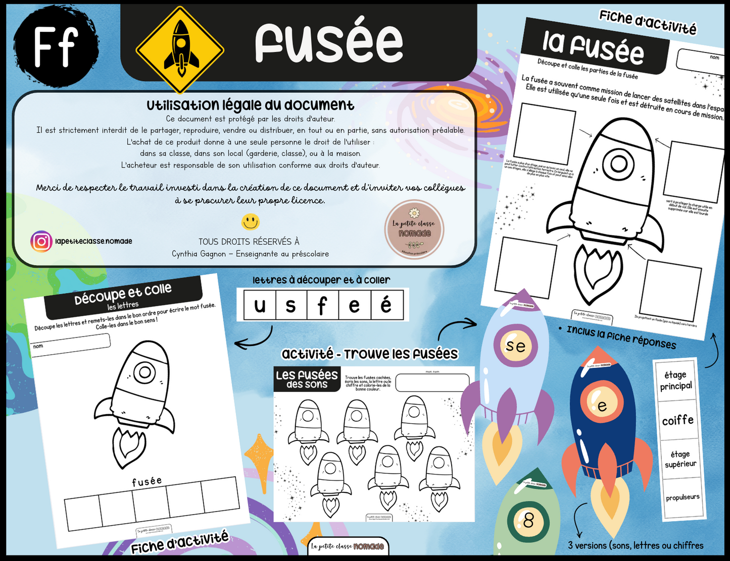 Ensemble - Ateliers de lettres thématique Espace - Aa, Ff, Tt, Ss, Gg