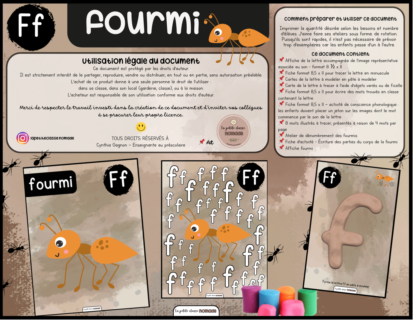 Ensemble - Ateliers de lettres thématique Insectes - Pp, Cc, Ll, Ff, Aa