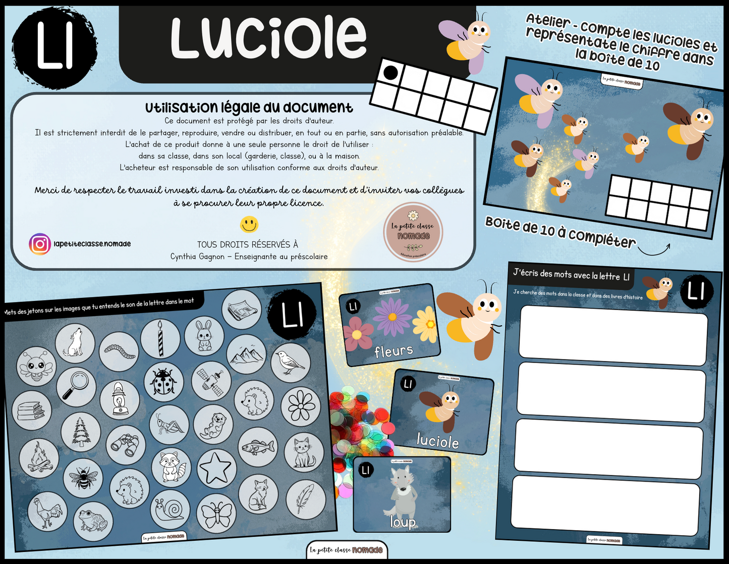 Ensemble - Ateliers de lettres thématique Insectes - Pp, Cc, Ll, Ff, Aa