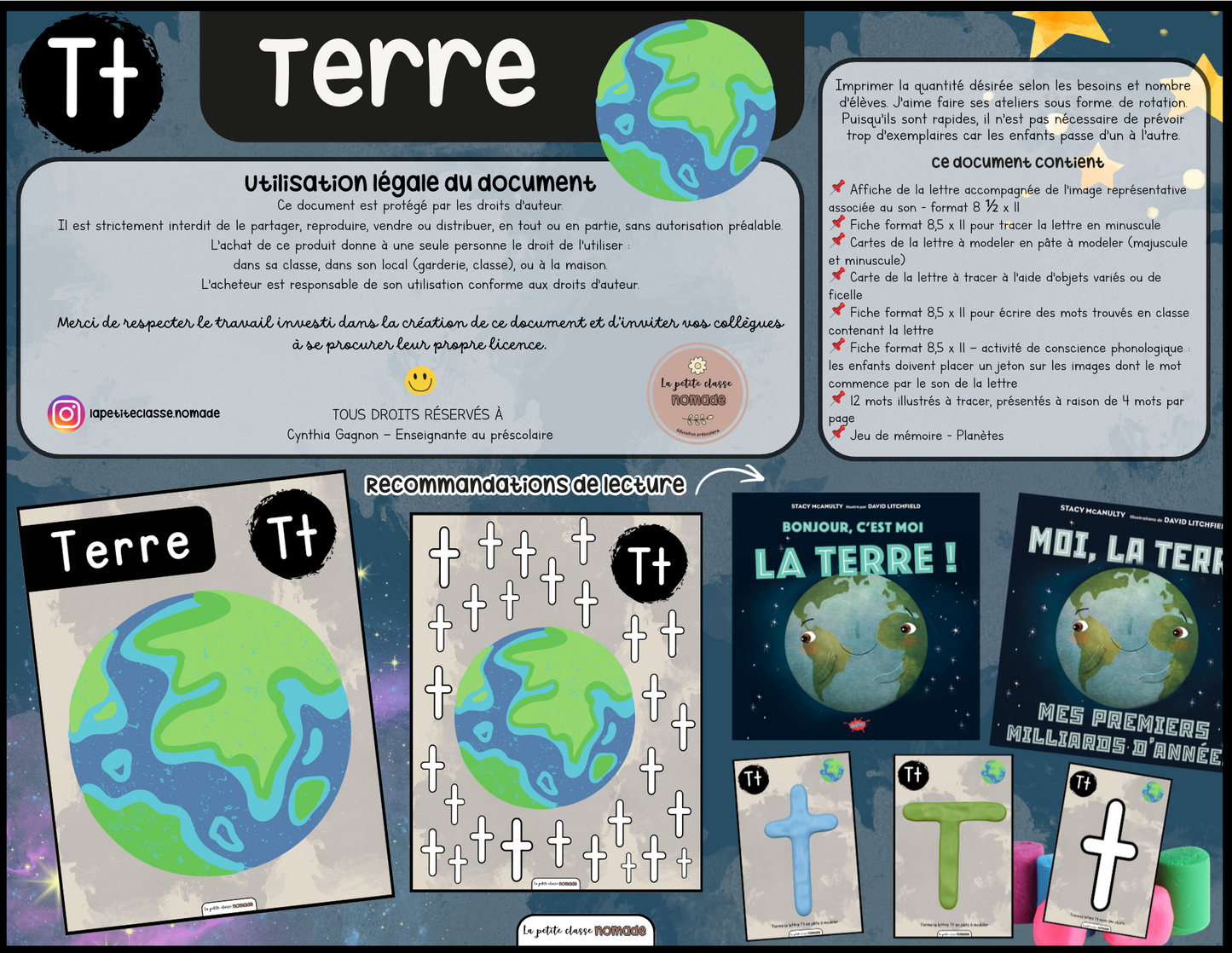 Ensemble - Ateliers de lettres thématique Espace - Aa, Ff, Tt, Ss, Gg