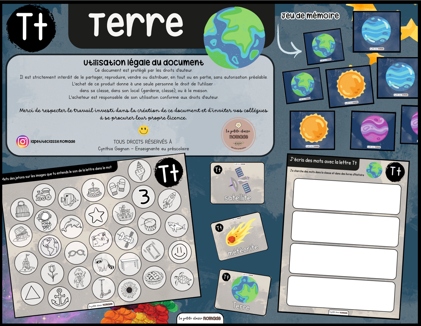 Ensemble - Ateliers de lettres thématique Espace - Aa, Ff, Tt, Ss, Gg