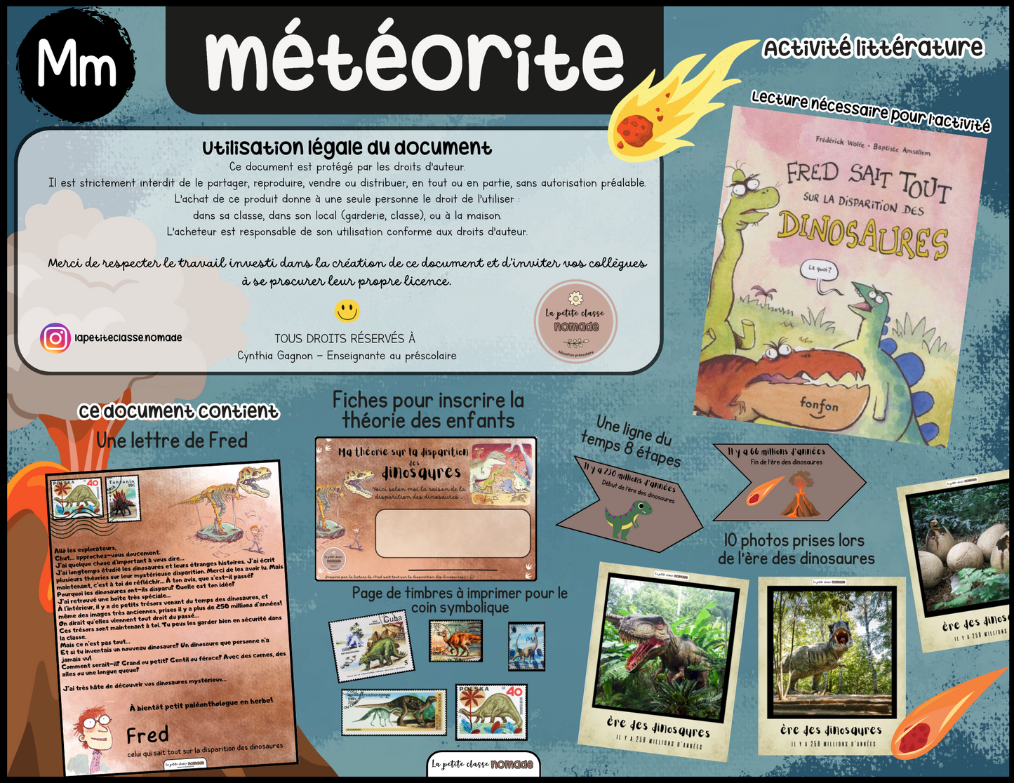 Ensemble - Ateliers de lettres thématique Dinosaures - Dd, Ff, Mm, Ss, Vv