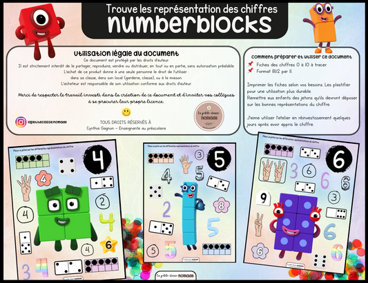 Trouve les représentations du chiffres - Numberblocks 0-10