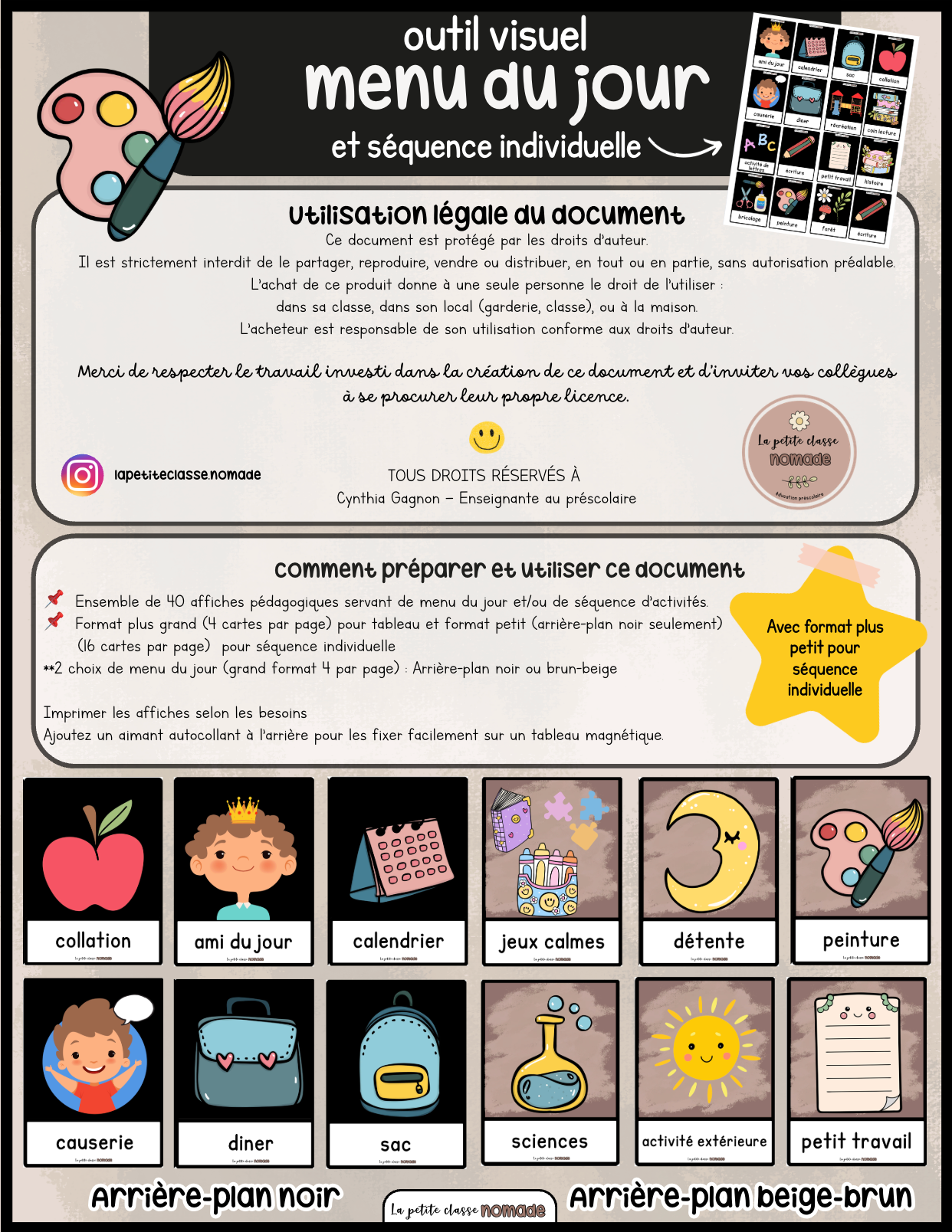 Menu du jour et séquence individuelle