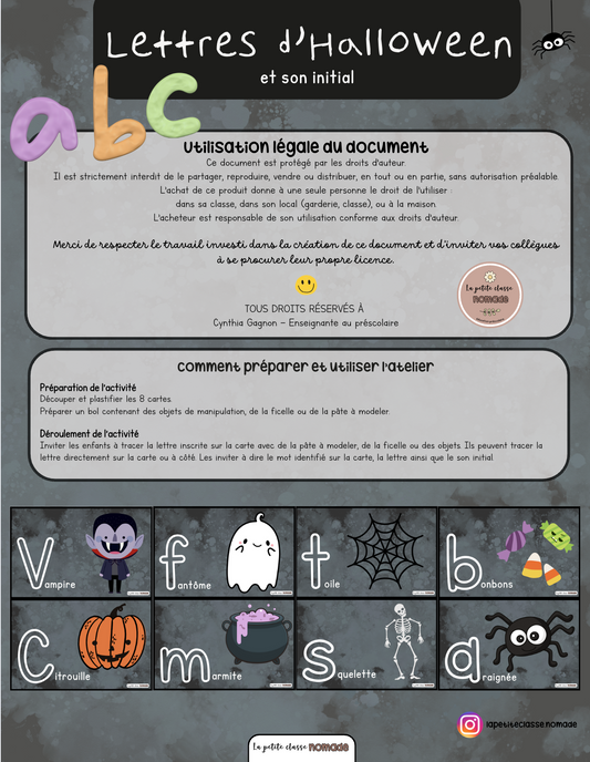 Atelier - Lettres d'Halloween et son initial